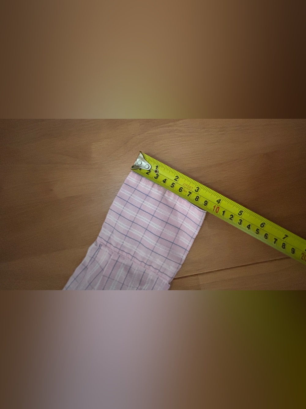 Pink, White, & Blue Plaid 100% Cotton Button-Down Shirt with Ruffle Detail ~ Med - Picture 12 of 15